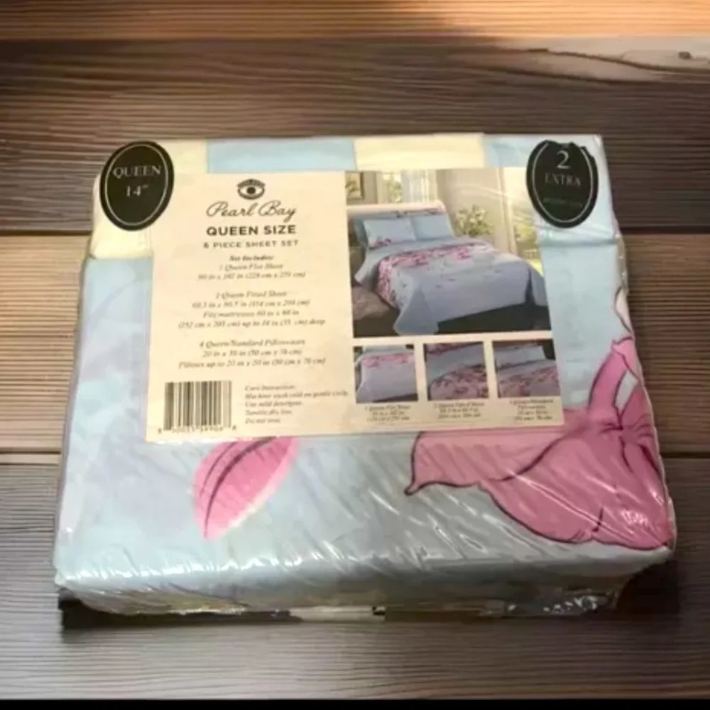 Pearl Bay 1800 Luxury Microfiber 6 Piece Bed Sheet Set Queen Sz 1 Fitted Flat